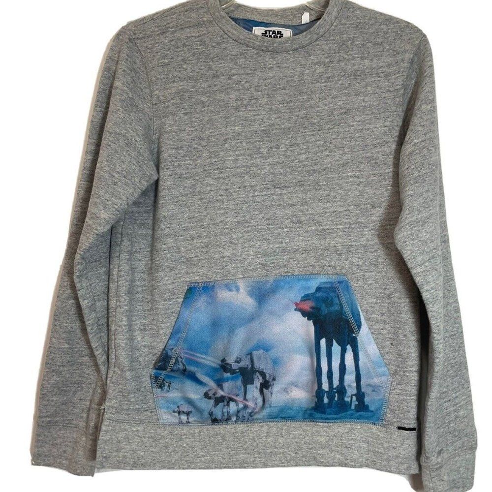 Star Wars On The Byas Sweatshirt Mens Small Gray At-At Walker Graphic Crew Neck